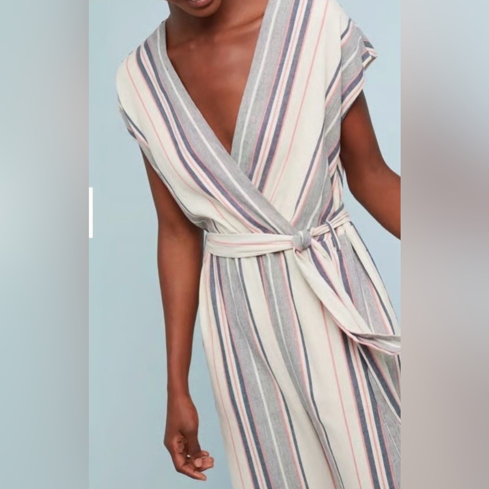 Anthropologie Dolan Size Medium Millie Striped Jumpsuit Romper Linen blend